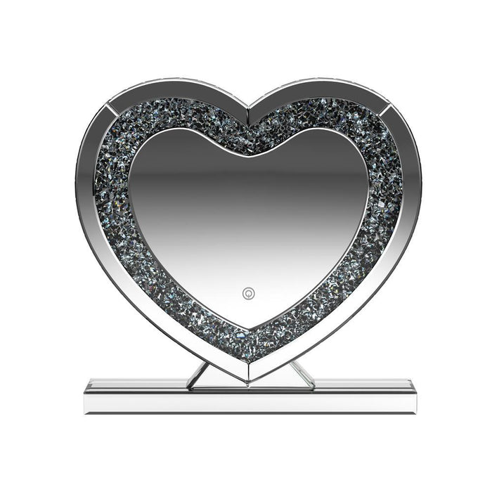 Euston Heart Shape Table Mirror Silver - U&U Home Budget Furniture (Carteret, NJ)