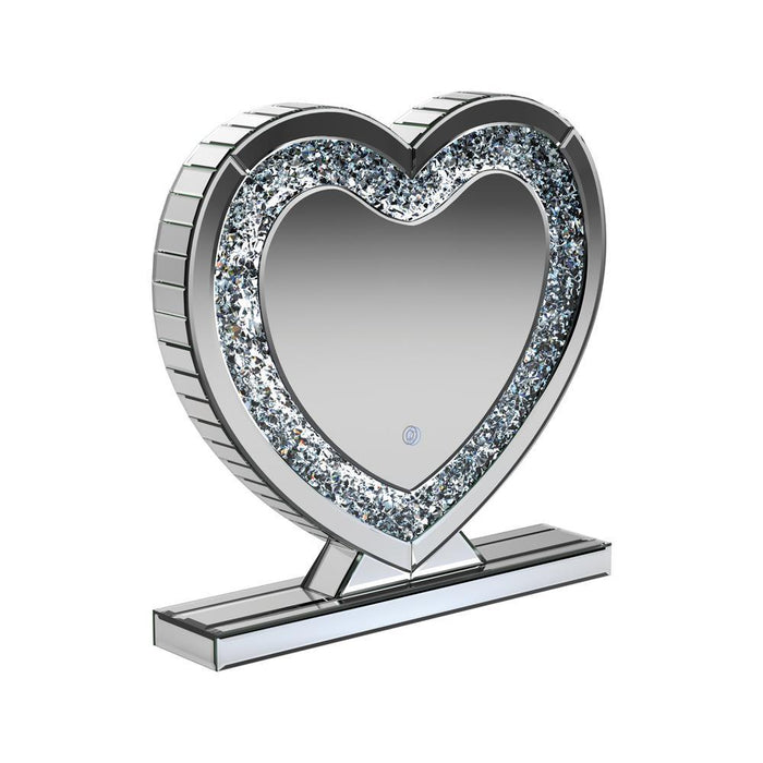 Euston Heart Shape Table Mirror Silver - U&U Home Budget Furniture (Carteret, NJ)