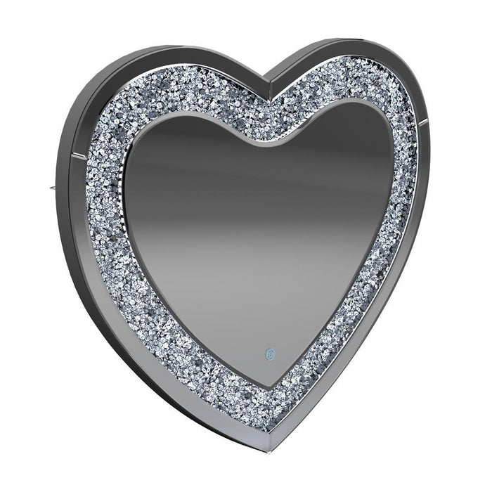 Aiko Heart Shape Wall Mirror Silver - U&U Home Budget Furniture (Carteret, NJ)