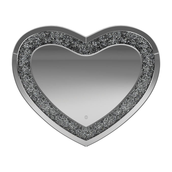 Aiko Heart Shape Wall Mirror Silver - U&U Home Budget Furniture (Carteret, NJ)