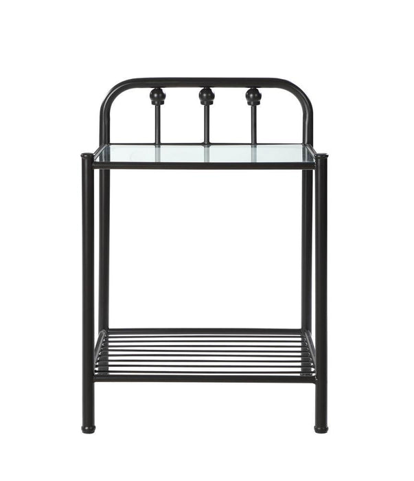 Livingston 1-shelf Nightstand with Glass Top Dark Bronze - U&U Home Budget Furniture (Carteret, NJ)