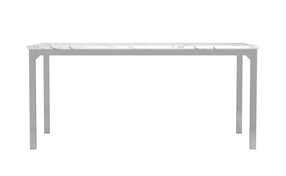 Athena Rectangle Dining Table with Marble Top Chrome - U&U Home Budget Furniture (Carteret, NJ)