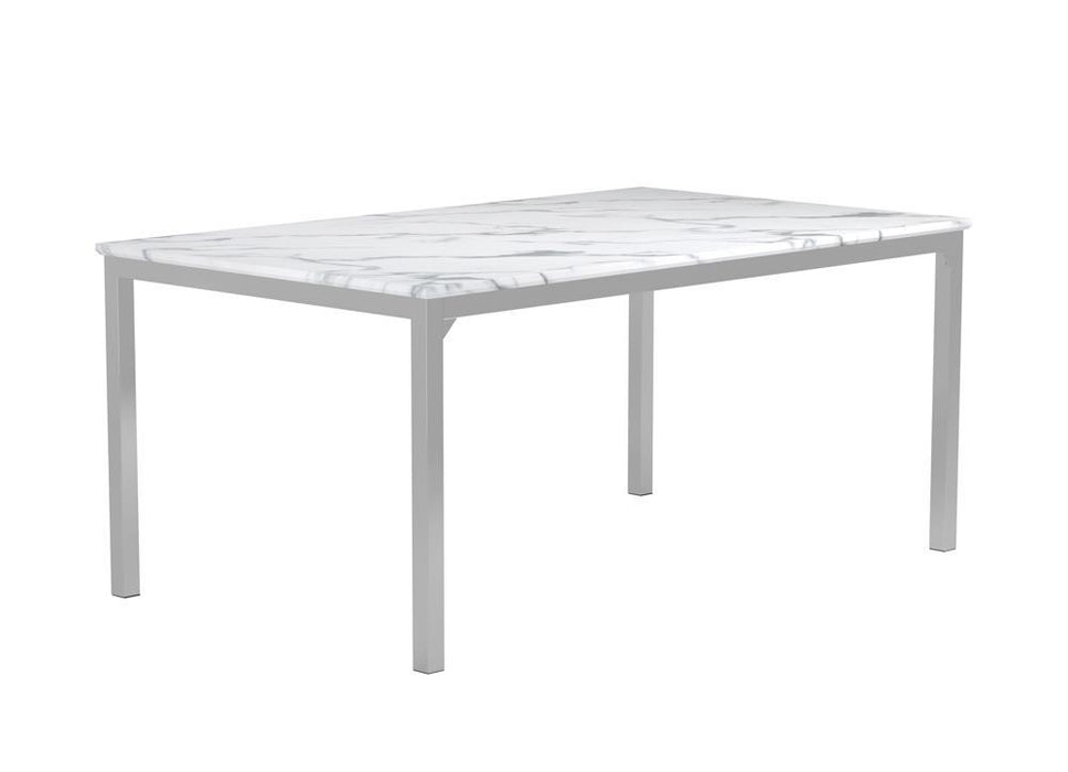 Athena Rectangle Dining Table with Marble Top Chrome - U&U Home Budget Furniture (Carteret, NJ)