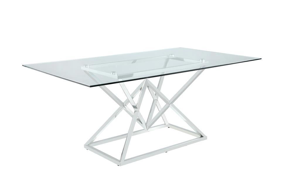 Beaufort Rectangle Glass Top Dining Table Chrome - U&U Home Budget Furniture (Carteret, NJ)