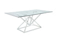 Beaufort Rectangle Glass Top Dining Table Chrome - U&U Home Budget Furniture (Carteret, NJ)