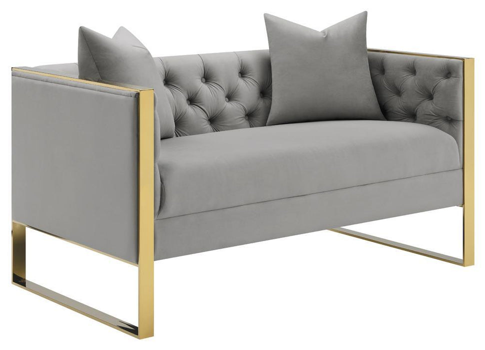 Eastbrook Tufted Back Loveseat Grey - U&U Home Budget Furniture (Carteret, NJ)