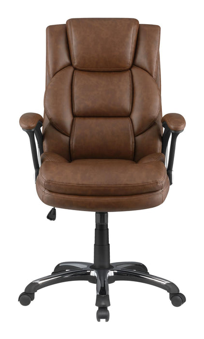 Nerris Adjustable Height Office Chair with Padded Arm Brown and Black - U&U Home Budget Furniture (Carteret, NJ)
