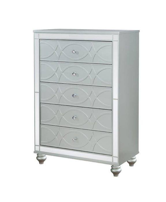 Gunnison 5-drawer Chest Silver Metallic - U&U Home Budget Furniture (Carteret, NJ)