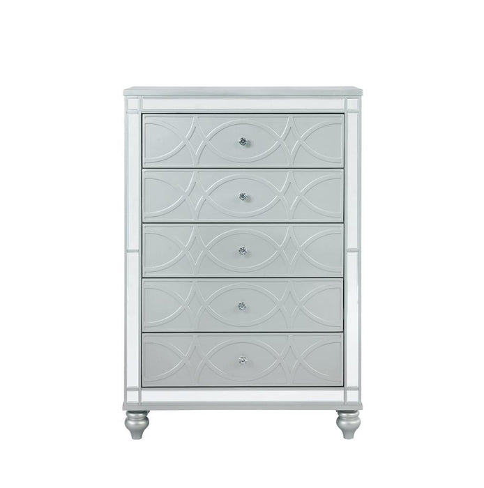 Gunnison 5-drawer Chest Silver Metallic - U&U Home Budget Furniture (Carteret, NJ)