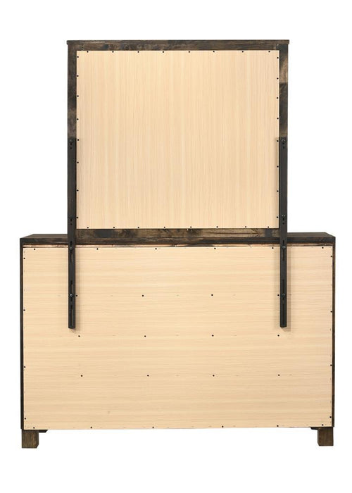 Woodmont Rectangle Dresser Mirror Rustic Golden Brown - U&U Home Budget Furniture (Carteret, NJ)