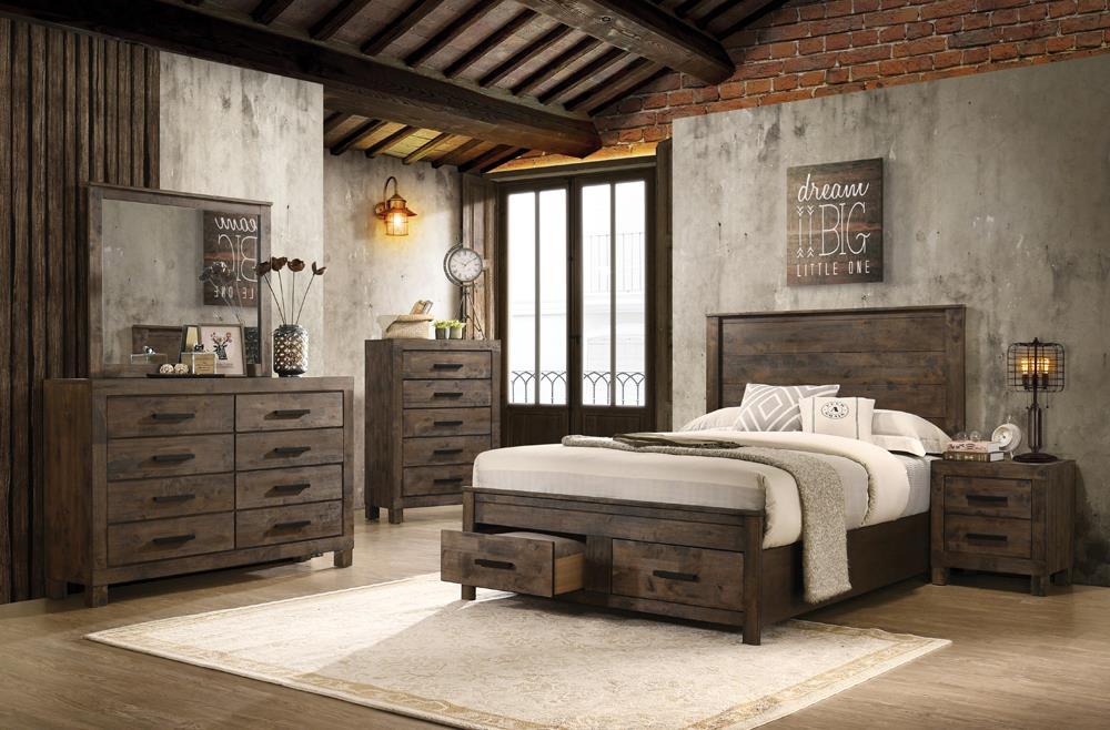 Woodmont 5-drawer Chest Rustic Golden Brown - U&U Home Budget Furniture (Carteret, NJ)