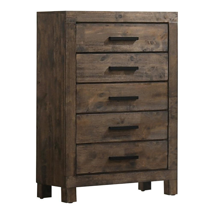Woodmont 5-drawer Chest Rustic Golden Brown - U&U Home Budget Furniture (Carteret, NJ)