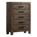 Woodmont 5-drawer Chest Rustic Golden Brown - U&U Home Budget Furniture (Carteret, NJ)