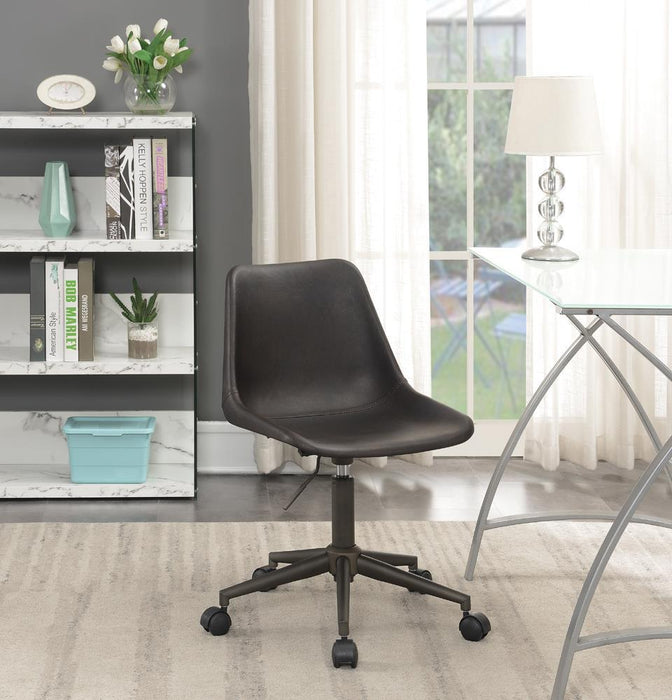 Carnell Adjustable Height Office Chair with Casters Brown and Rustic Taupe - U&U Home Budget Furniture (Carteret, NJ)