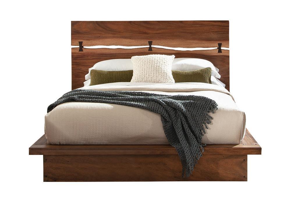 Winslow California King, E.King & Queen Bed Smokey Walnut and Coffee Bean - U&U Home Budget Furniture (Carteret, NJ)