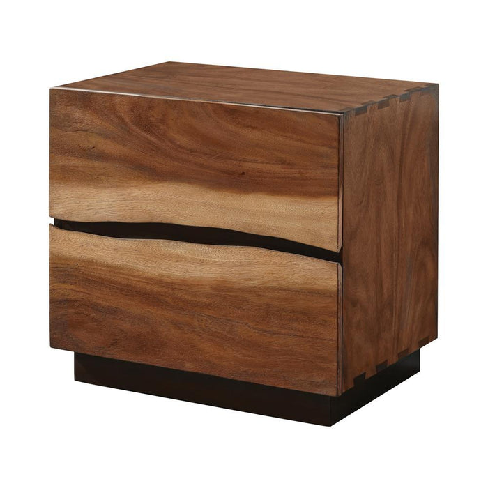 Winslow 2-drawer Nightstand Smokey Walnut and Coffee Bean - U&U Home Budget Furniture (Carteret, NJ)