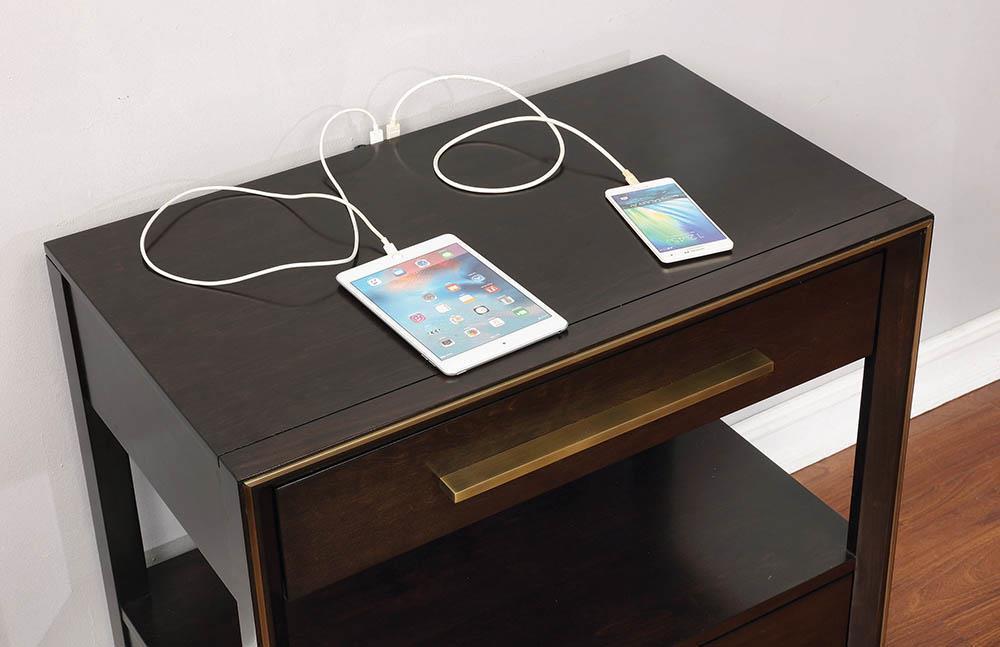 Durango 2-drawer Nightstand Smoked Peppercorn - U&U Home Budget Furniture (Carteret, NJ)