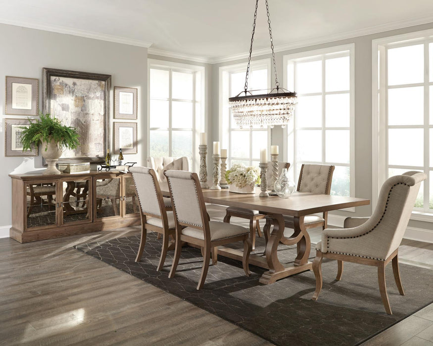 Brockway Trestle Dining Table Barley Brown - U&U Home Budget Furniture (Carteret, NJ)