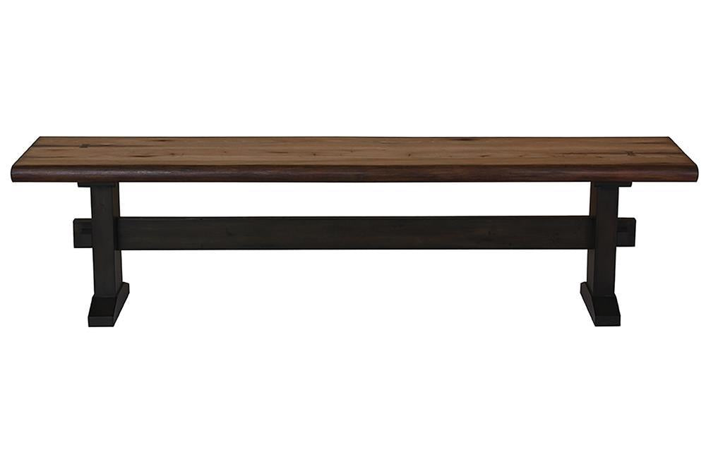 Bexley Trestle Bench Natural Honey and Espresso - U&U Home Budget Furniture (Carteret, NJ)