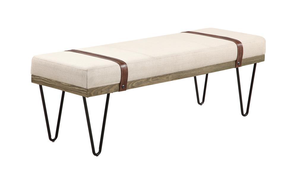 Austin Upholstered Bench Beige and Black - U&U Home Budget Furniture (Carteret, NJ)