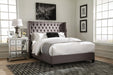 Bancroft Demi-wing Upholstered California King, E.King, Queen & Full Bed Grey - U&U Home Budget Furniture (Carteret, NJ)