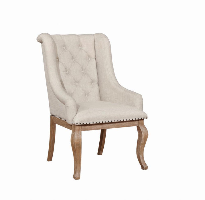 Brockway Tufted Arm Chairs Cream and Barley Brown (Set of 2) - U&U Home Budget Furniture (Carteret, NJ)