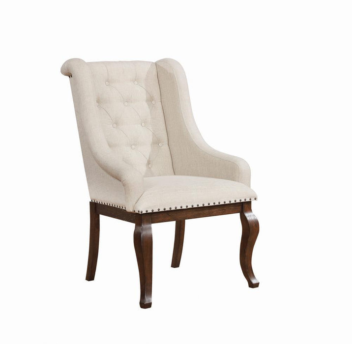 Brockway Tufted Arm Chairs Cream and Antique Java (Set of 2) - U&U Home Budget Furniture (Carteret, NJ)