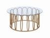 Monett Round Coffee Table Chocolate Chrome and Clear - U&U Home Budget Furniture (Carteret, NJ)