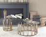 Monett Round End Table Chocolate Chrome and Clear - U&U Home Budget Furniture (Carteret, NJ)