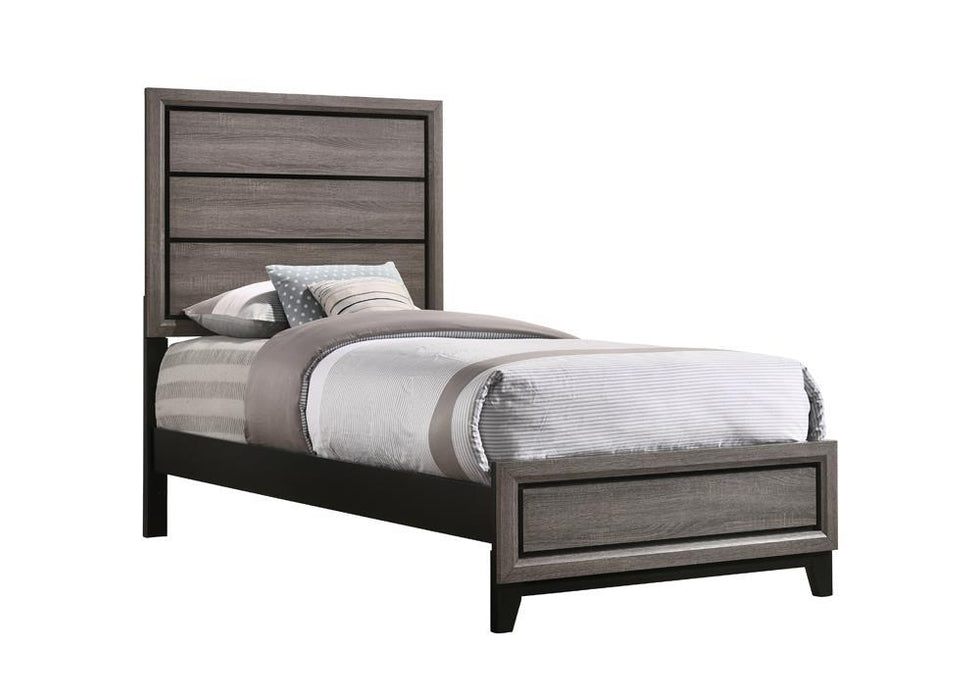 Watson Full & Twin Panel Bed Grey Oak - U&U Home Budget Furniture (Carteret, NJ)