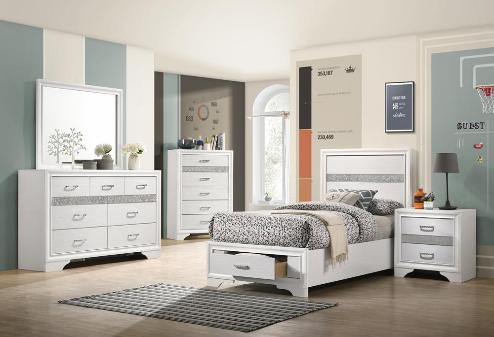Miranda Full & Twin Storage Bed White - U&U Home Budget Furniture (Carteret, NJ)