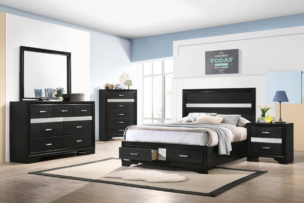 Miranda Full & Twin Storage Bed Black - U&U Home Budget Furniture (Carteret, NJ)
