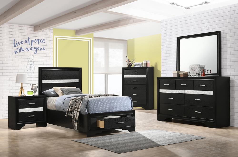 Miranda Full & Twin Storage Bed Black - U&U Home Budget Furniture (Carteret, NJ)