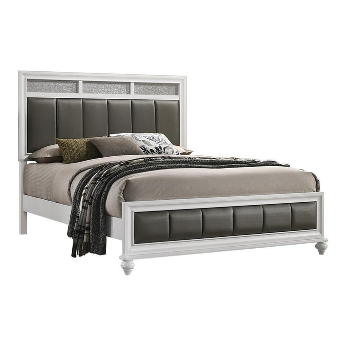 Barzini California King, E.King, & Queen Upholstered Panel Bed White - U&U Home Budget Furniture (Carteret, NJ)
