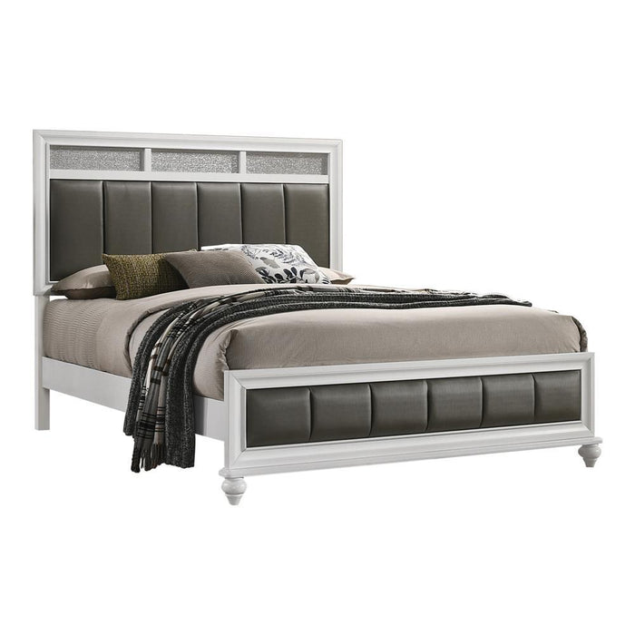 Barzini California King, E.King, & Queen Upholstered Panel Bed White - U&U Home Budget Furniture (Carteret, NJ)
