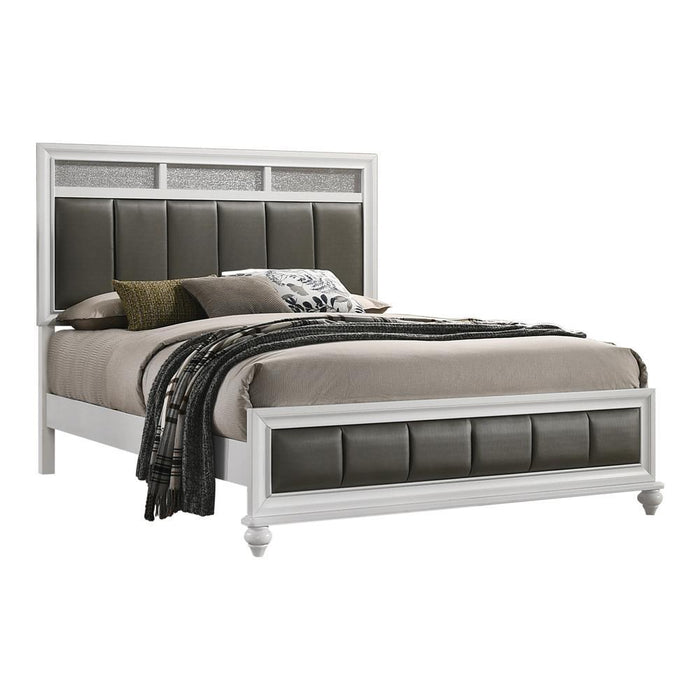 Barzini California King, E.King, & Queen Upholstered Panel Bed White - U&U Home Budget Furniture (Carteret, NJ)