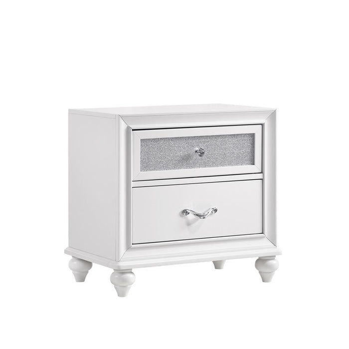 Barzini 2-drawer Nightstand White - U&U Home Budget Furniture (Carteret, NJ)