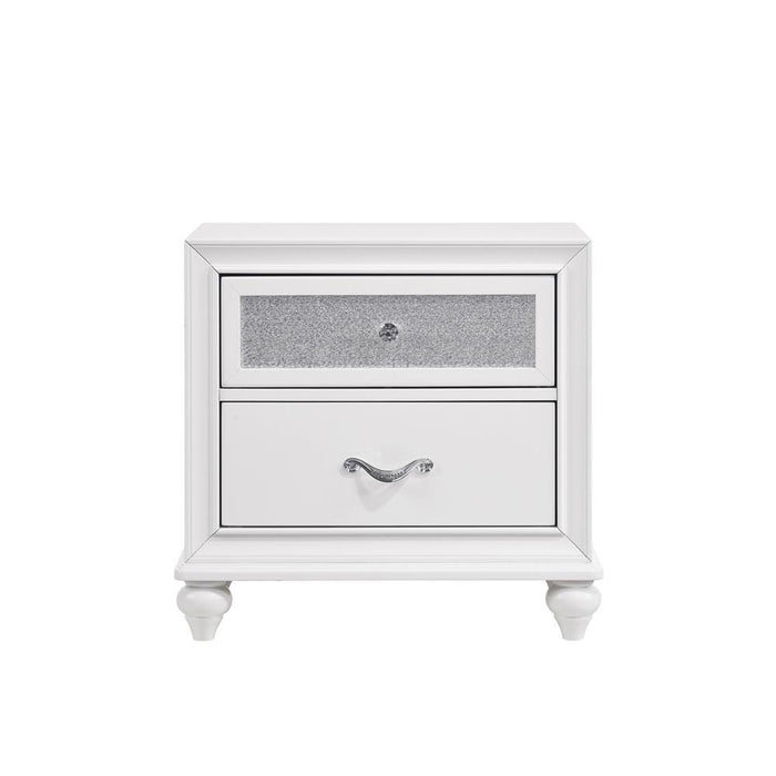 Barzini 2-drawer Nightstand White - U&U Home Budget Furniture (Carteret, NJ)