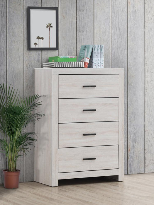 Brantford 4-drawer Chest Coastal White - U&U Home Budget Furniture (Carteret, NJ)