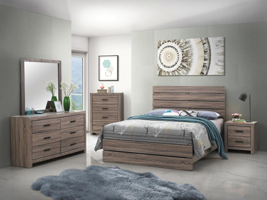 Brantford Eastern King & Queen Panel Bed Barrel Oak - U&U Home Budget Furniture (Carteret, NJ)