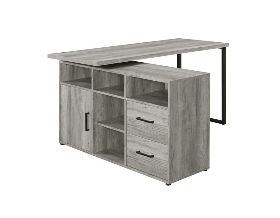 Hertford L-shape Office Desk with Storage Grey Driftwood - U&U Home Budget Furniture (Carteret, NJ)