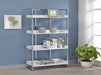 Ember 4-shelf Bookcase White High Gloss and Chrome - U&U Home Budget Furniture (Carteret, NJ)