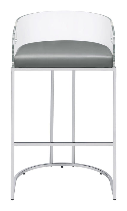 Thermosolis Acrylic Back Bar Stools Grey and Chrome (Set of 2) - U&U Home Budget Furniture (Carteret, NJ)