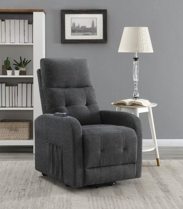 Howie Tufted Upholstered Power Lift Recliner Charcoal - U&U Home Budget Furniture (Carteret, NJ)