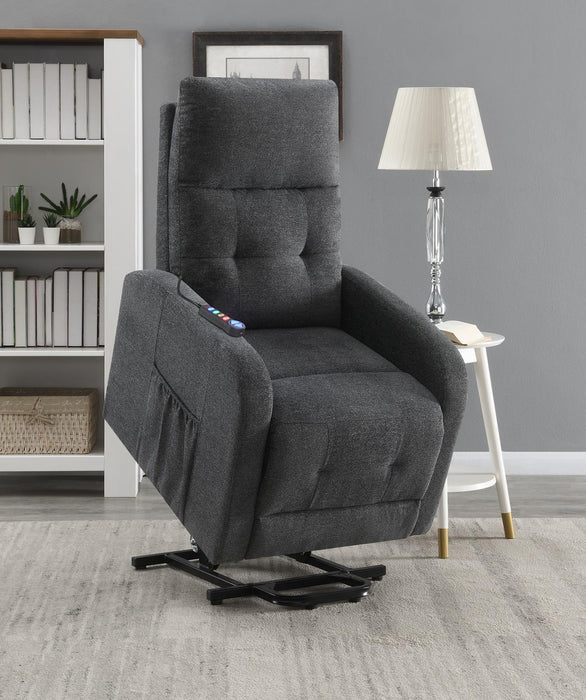 Howie Tufted Upholstered Power Lift Recliner Charcoal - U&U Home Budget Furniture (Carteret, NJ)
