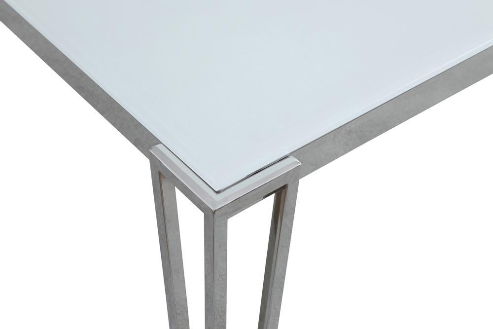 Pauline Rectangular Dining Table with Metal Leg White and Chrome - U&U Home Budget Furniture (Carteret, NJ)