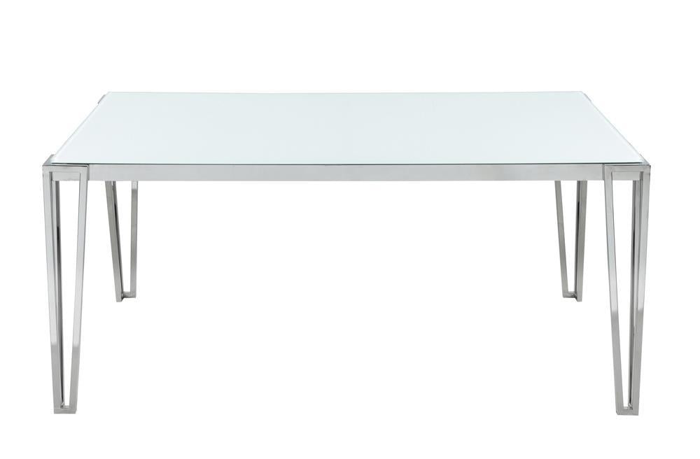 Pauline Rectangular Dining Table with Metal Leg White and Chrome - U&U Home Budget Furniture (Carteret, NJ)