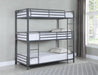 Maynard Metal Triple Twin Bunk Bed Gunmetal - U&U Home Budget Furniture (Carteret, NJ)