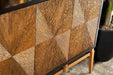 Zira Sunburst 4-door Accent Cabinet Brown and Antique Gold - U&U Home Budget Furniture (Carteret, NJ)