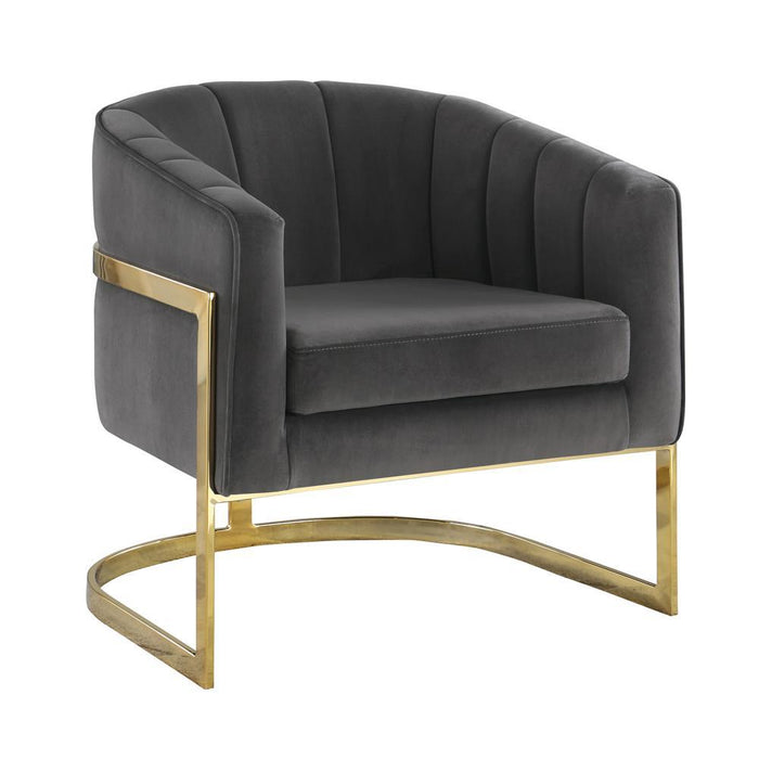Joey Tufted Barrel Accent Chair Dark Grey and Gold - U&U Home Budget Furniture (Carteret, NJ)